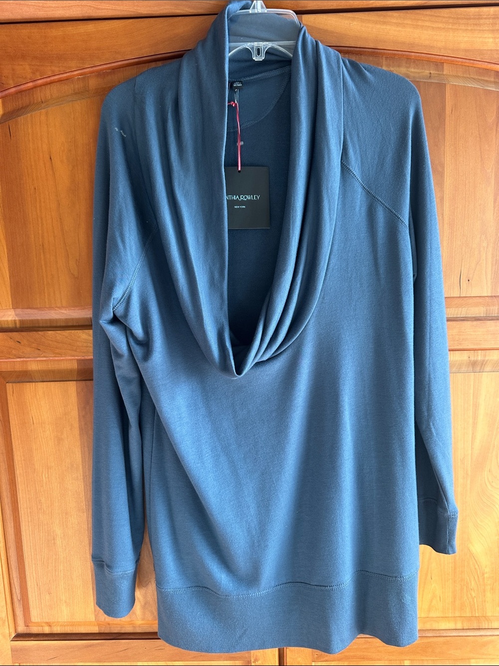 Cynthia Rowley Deep Blue Draped Cowl Neck Sweater, XL, NWT
